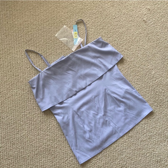 NEW Antonio Melani Tiered Blouse Convertible Strapless Baby Blue Size Medium NWT - Picture 2 of 8